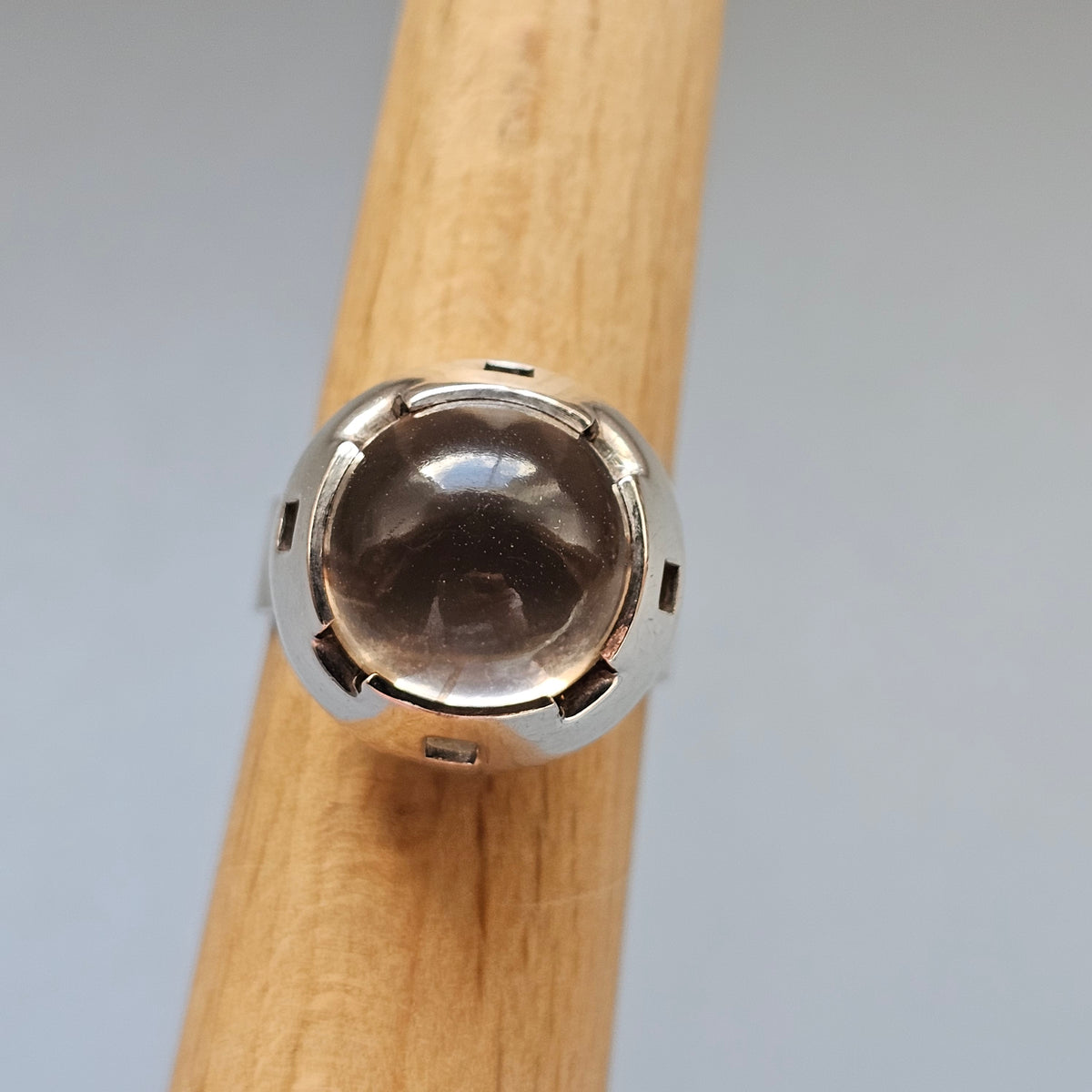 Vintage 1960s Martti Viikinniemi Finnish Silver Smoky Quartz Ring 1967