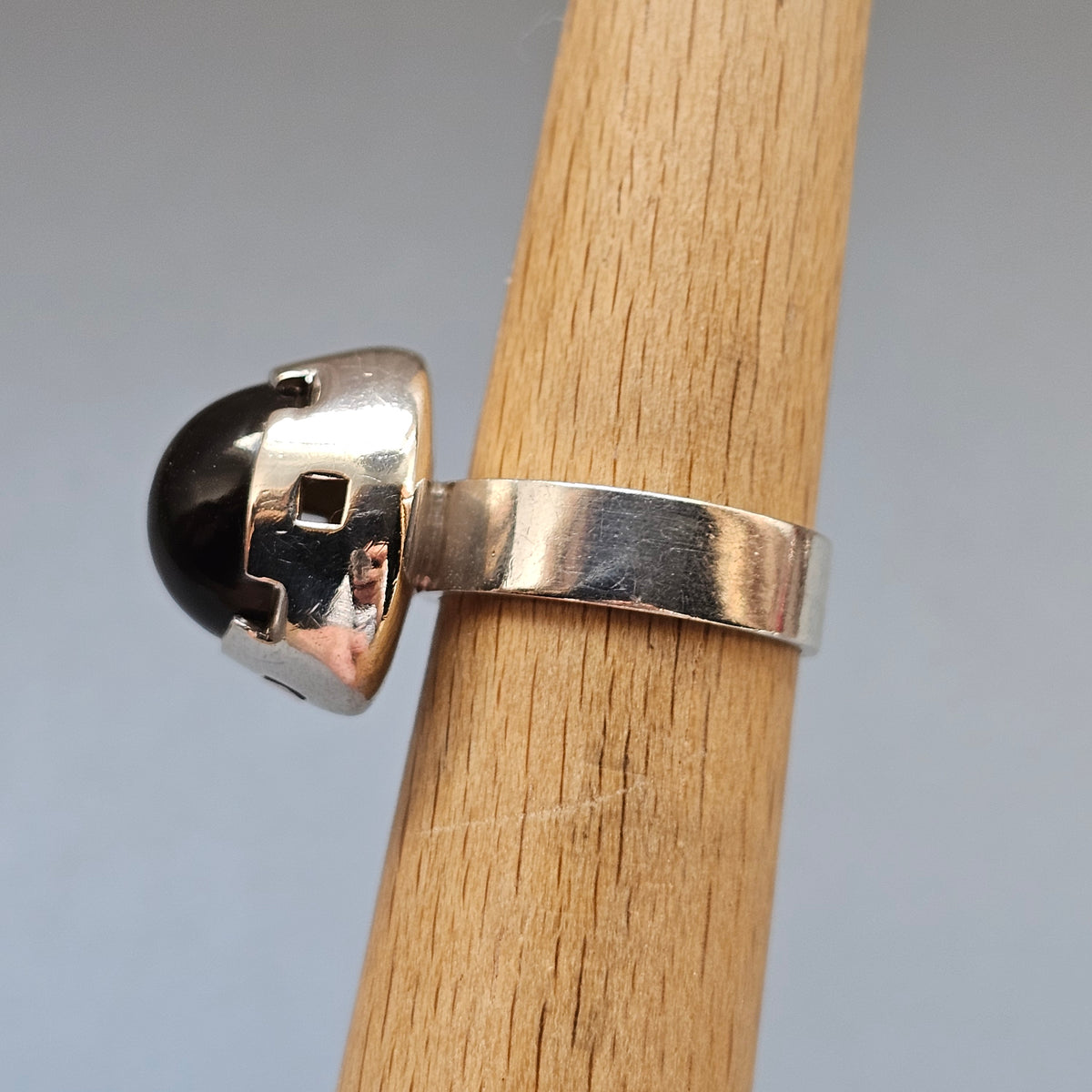 Vintage 1960s Martti Viikinniemi Finnish Silver Smoky Quartz Ring 1967