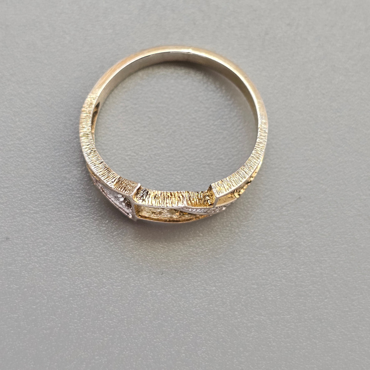 Contemporary Finnish Sterling Silver Diamond Ring Gold Plate Detail
