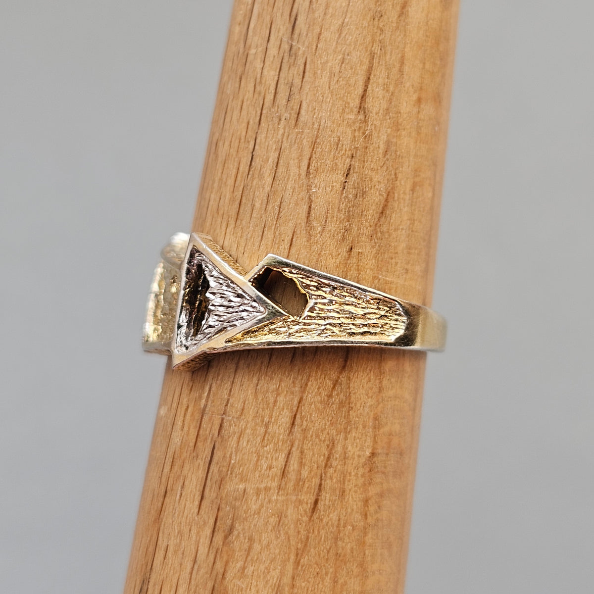 Contemporary Finnish Sterling Silver Diamond Ring Gold Plate Detail