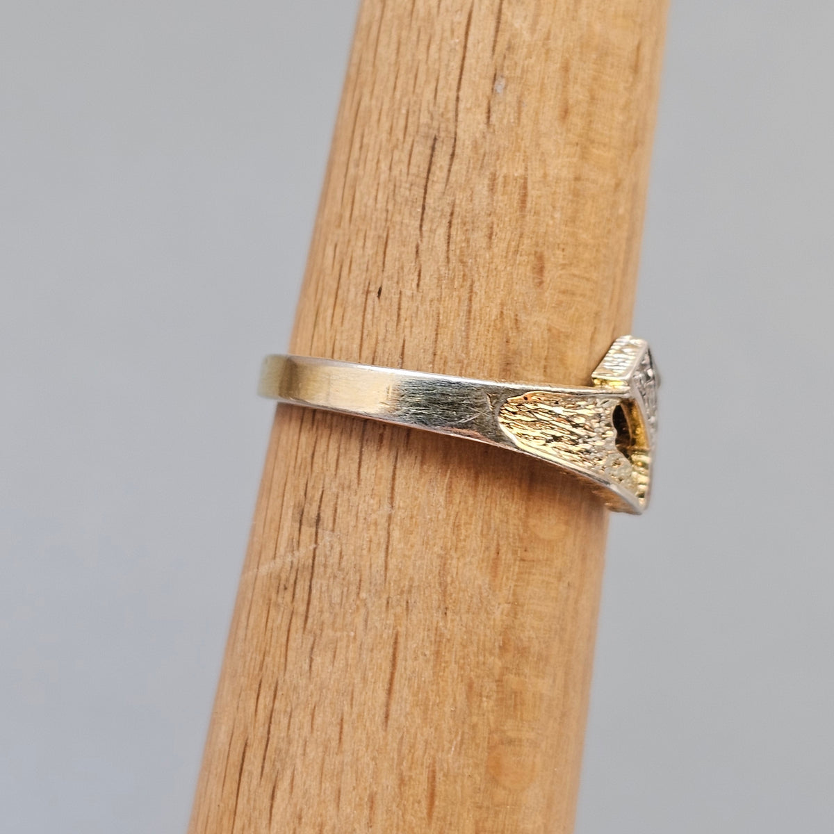 Contemporary Finnish Sterling Silver Diamond Ring Gold Plate Detail