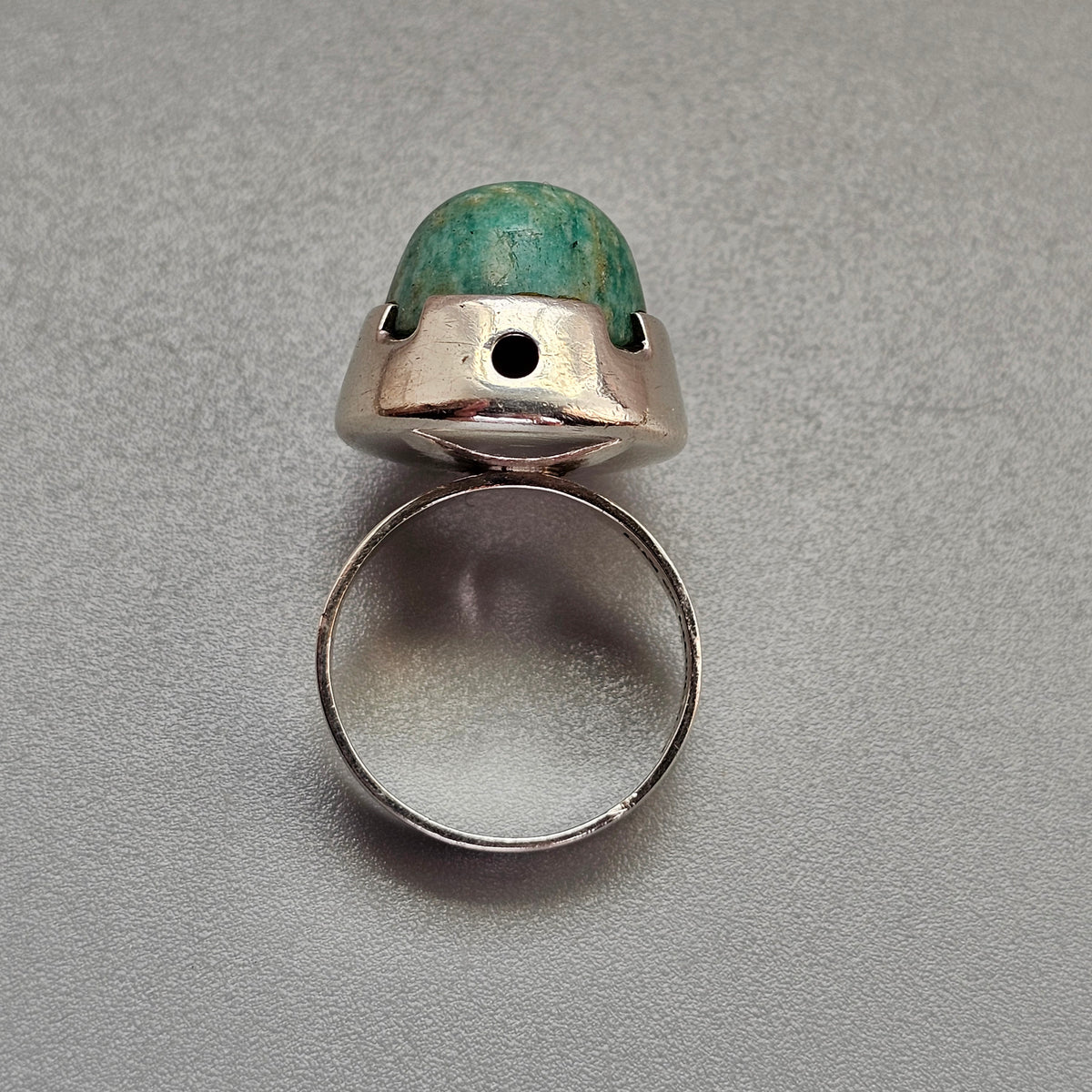 Vintage 1960s Martti Viikinniemi Finnish Silver Amazonite Ring 1966