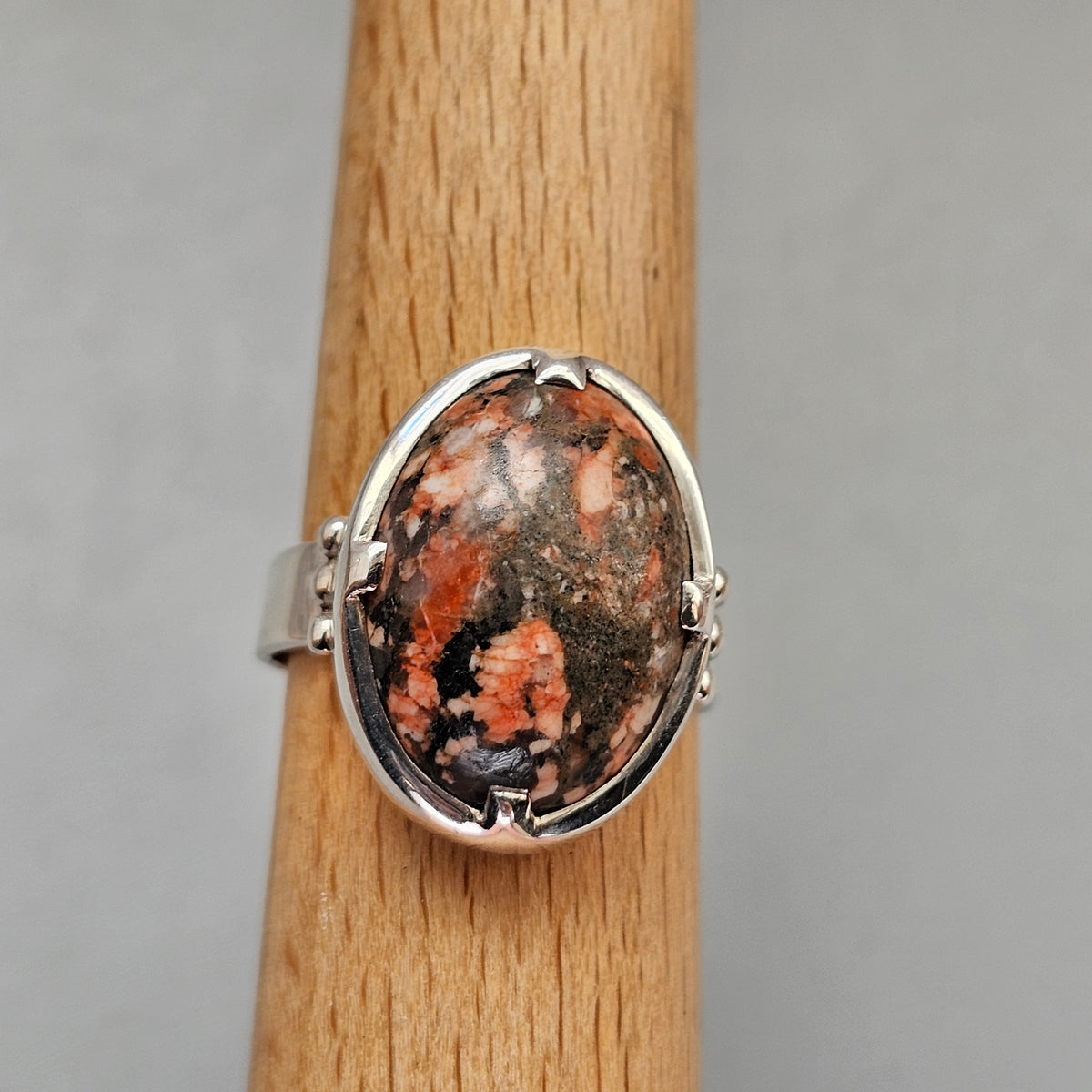 Vintage Nordic Silver Granite Modernist Ring
