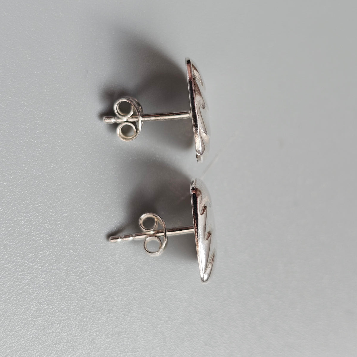 Vintage 1980s Finnfeelings Finnish Sterling Silver Modernist Stud Earrings 1989