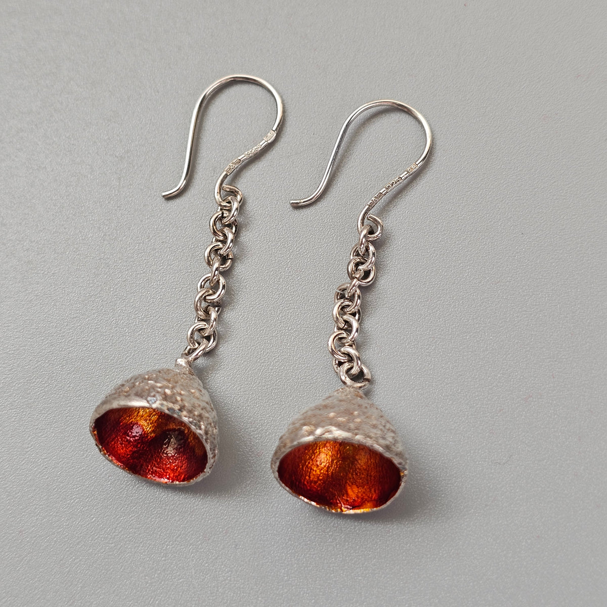 Vintage 2000s Finnish Sterling Silver Enamel Drop Earrings 2006