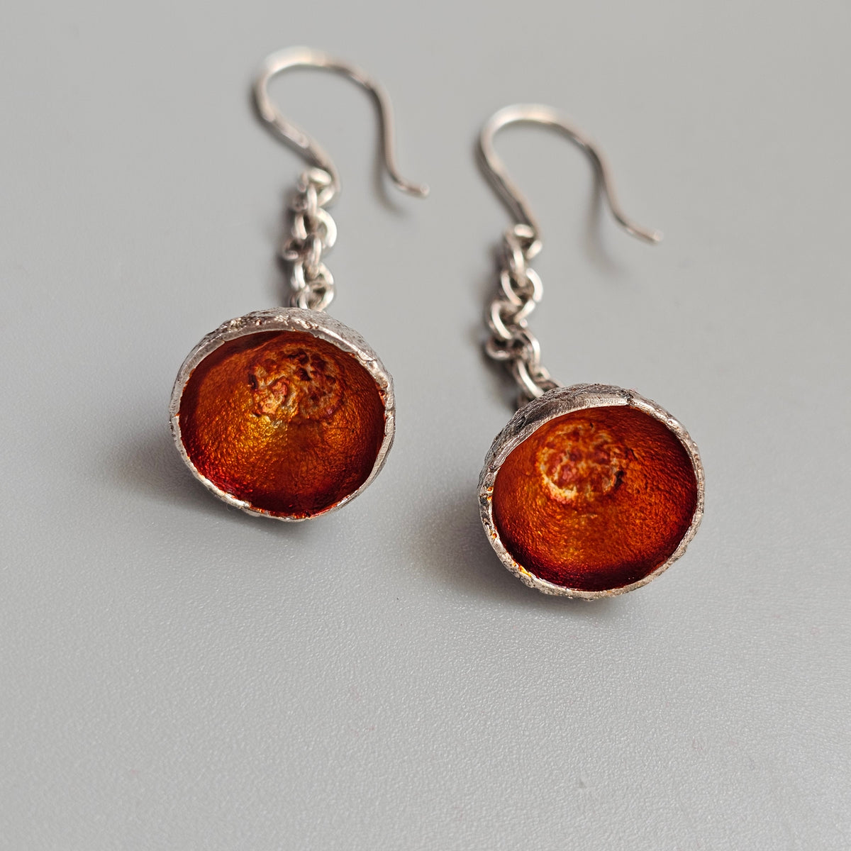 Vintage 2000s Finnish Sterling Silver Enamel Drop Earrings 2006