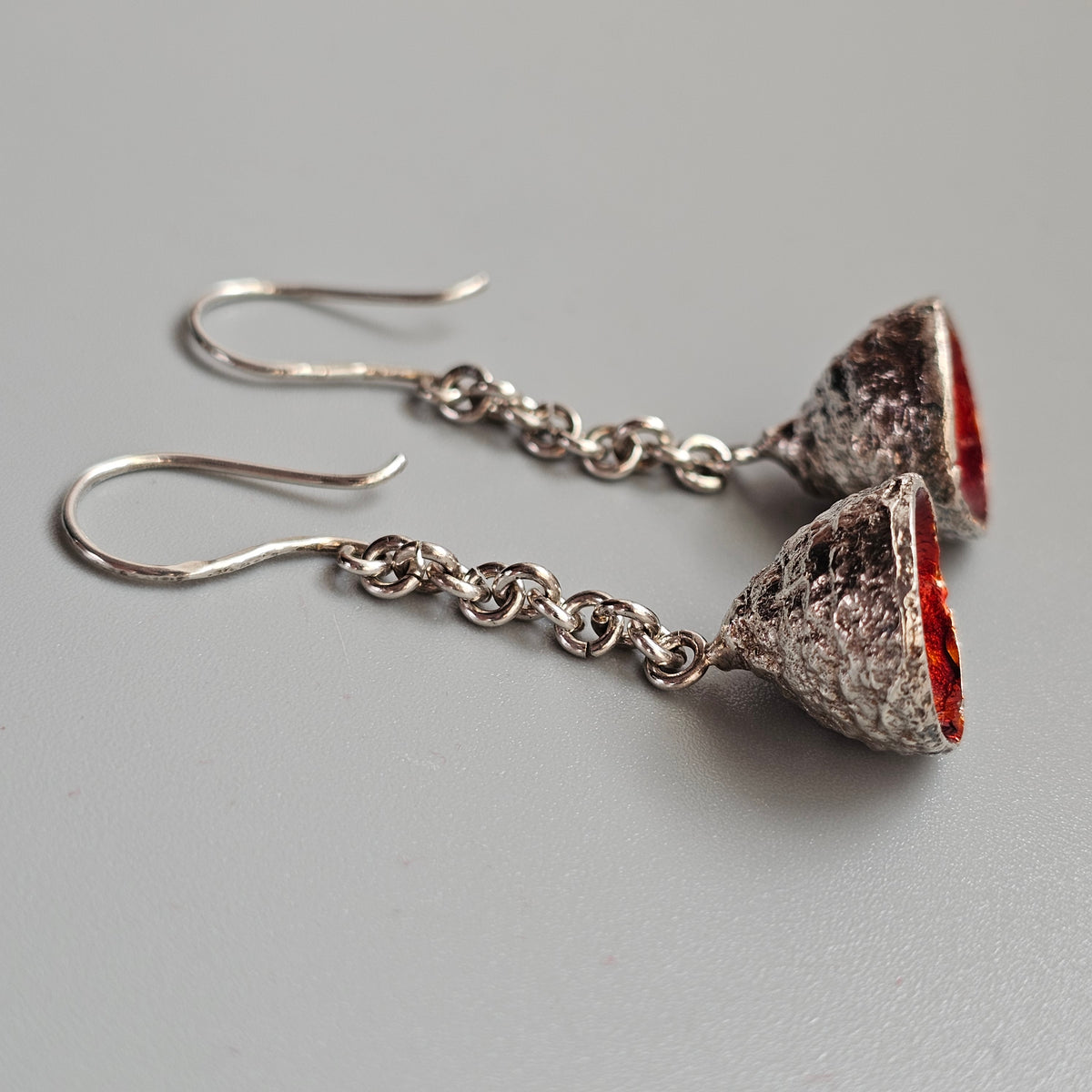Vintage 2000s Finnish Sterling Silver Enamel Drop Earrings 2006