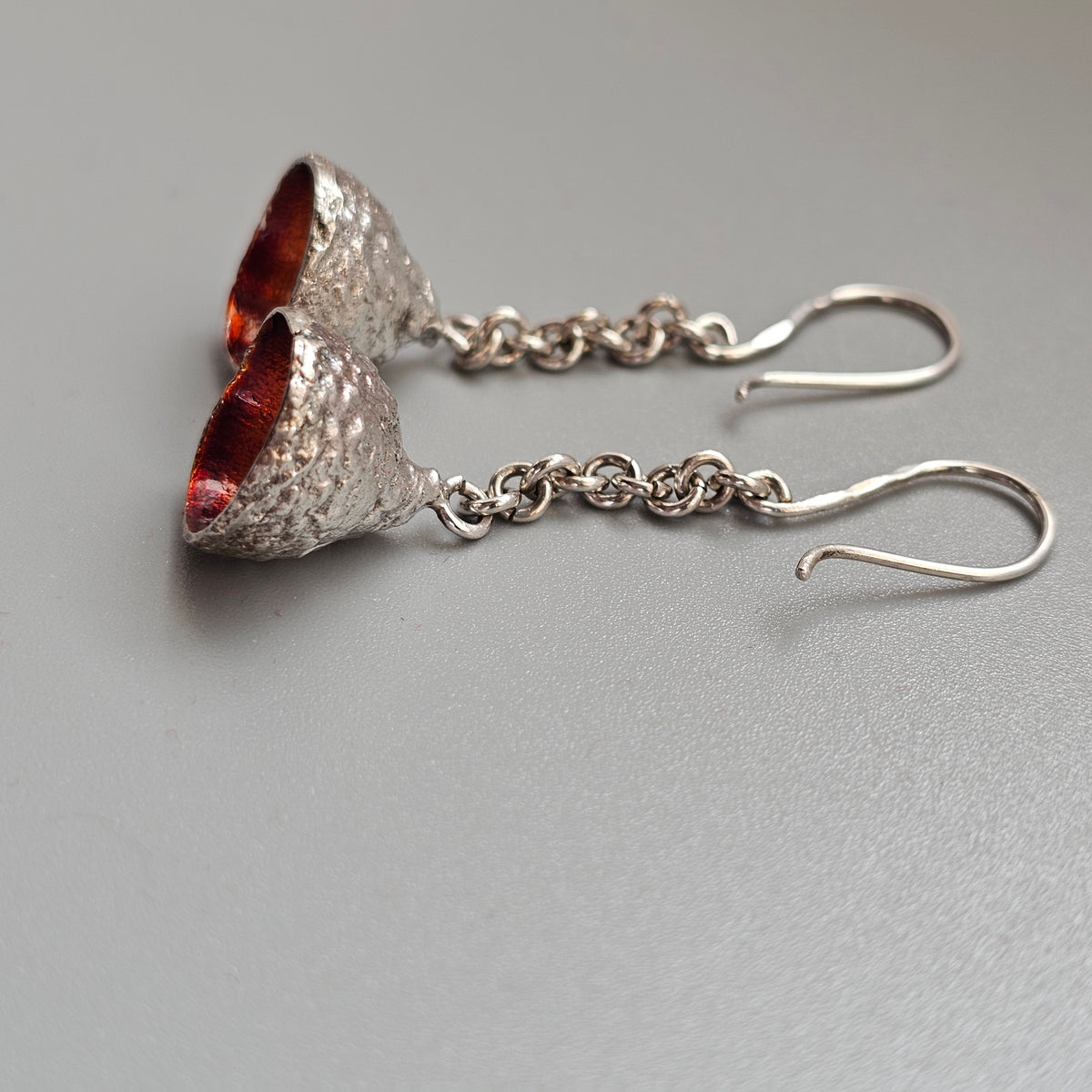 Vintage 2000s Finnish Sterling Silver Enamel Drop Earrings 2006