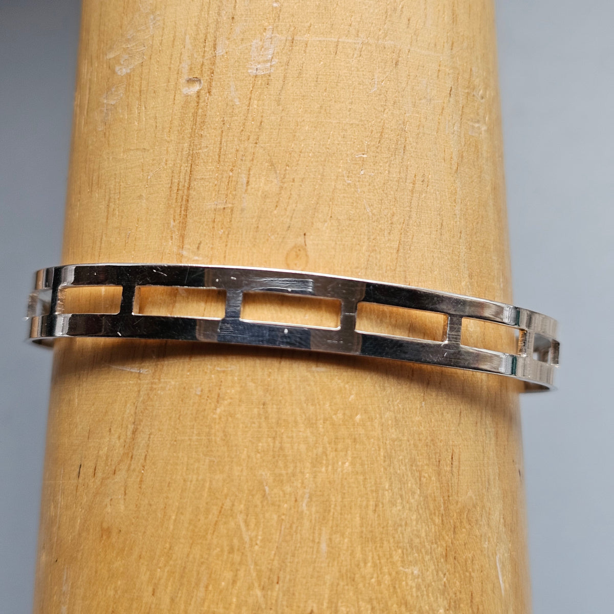 Vintage 1960s Turun Hopea Finnish Silver Smoky Quartz Modernist Bangle 1966