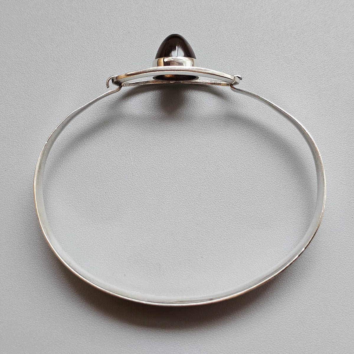 Vintage 1960s Erik Granit & Co Finnish Silver Smoky Quartz Oval Bangle 1965