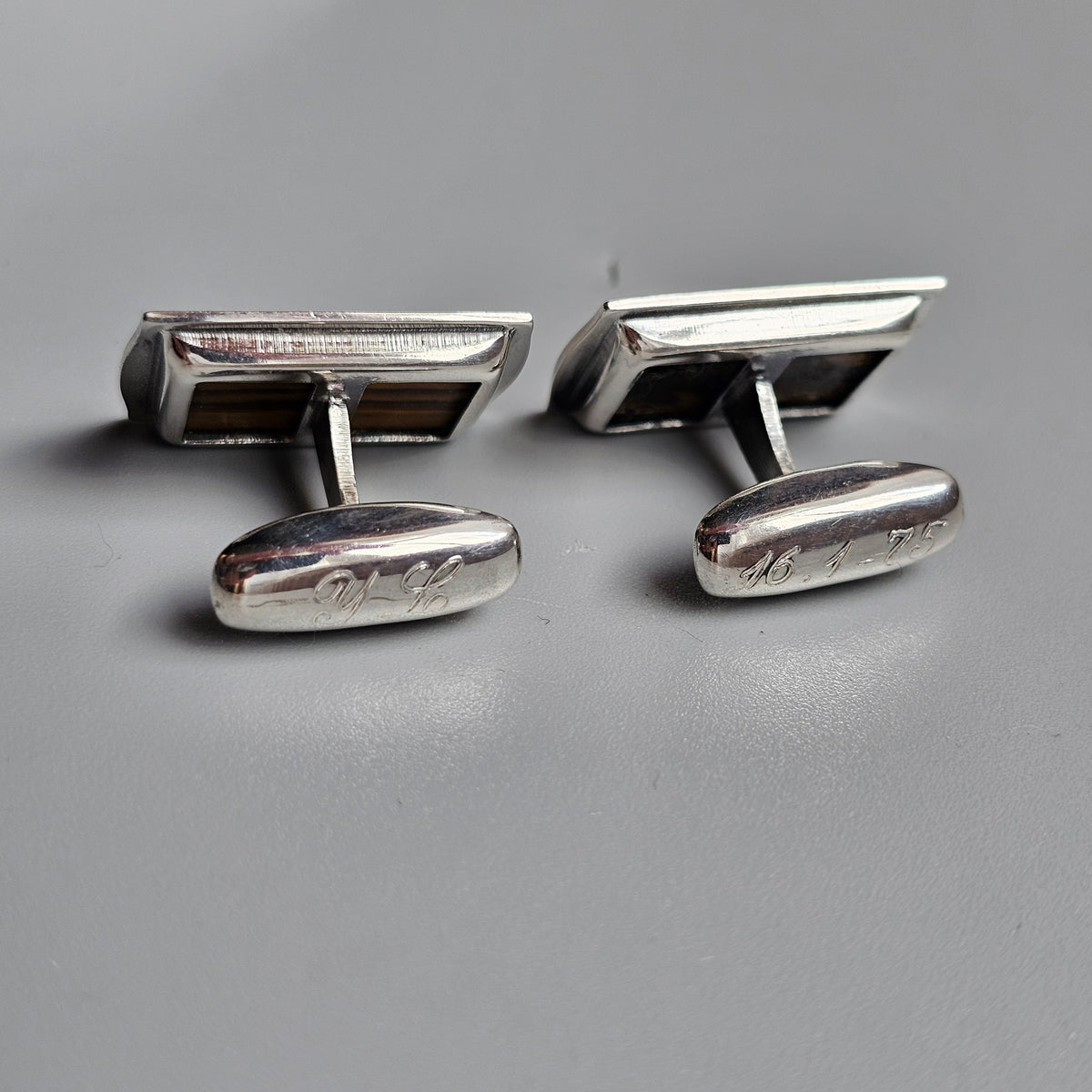 Vintage 1970s Finnish Silver Tiger's Eye Cufflinks by Martti Viikinniemi 1970