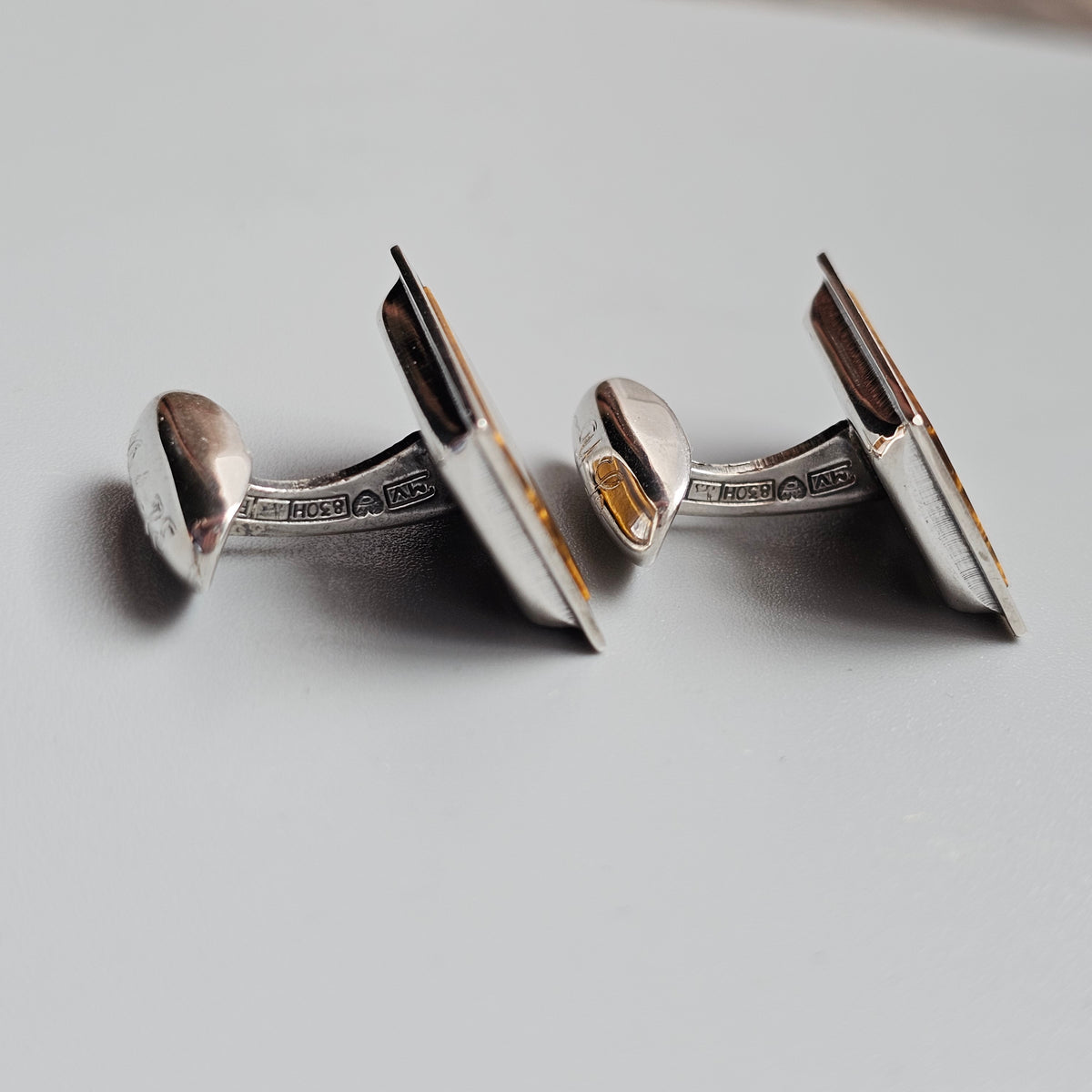 Vintage 1970s Finnish Silver Tiger's Eye Cufflinks by Martti Viikinniemi 1970