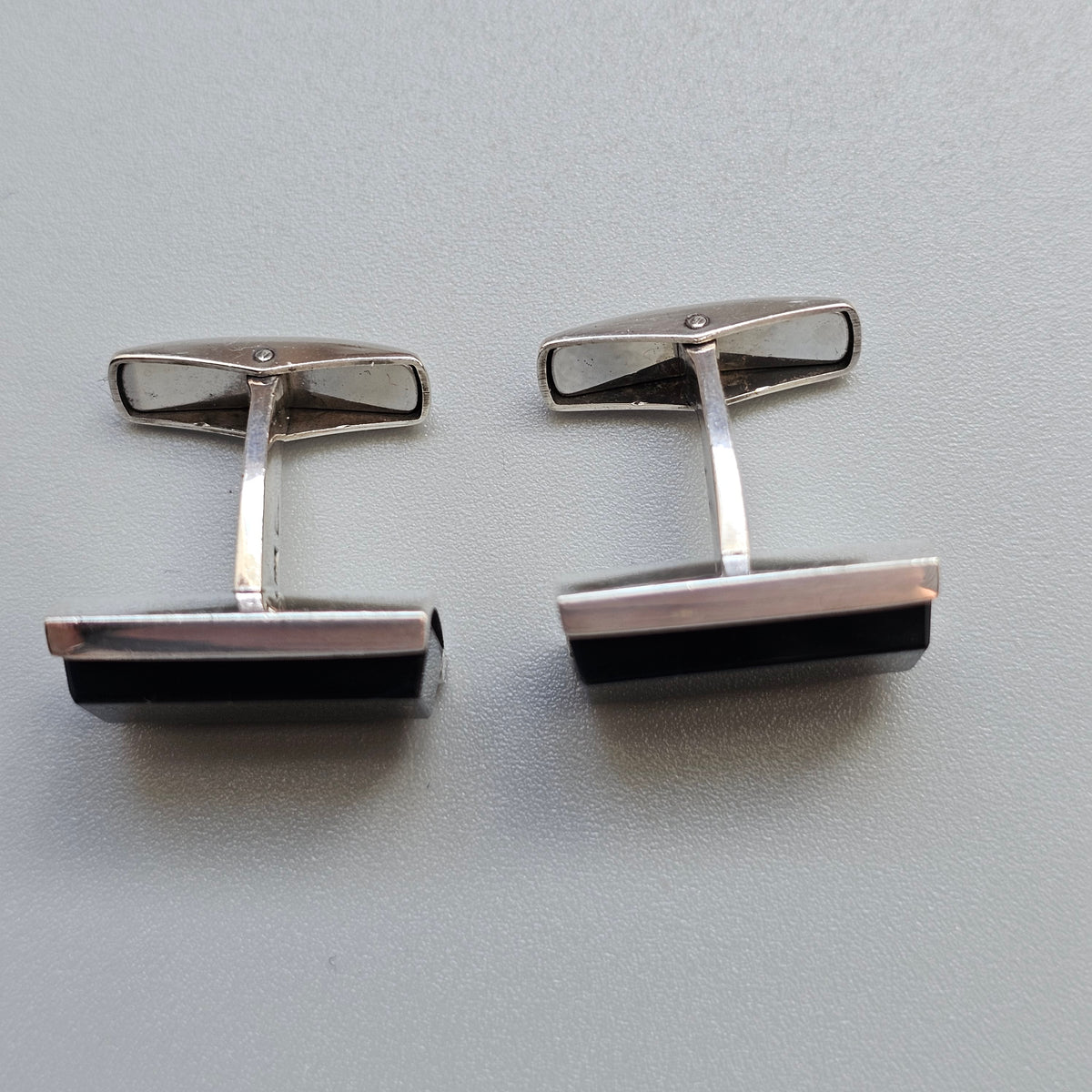 Vintage 1960s Finnish Silver Blue Tiger's Eye Cufflinks by Rauno Oma Mättö 1968