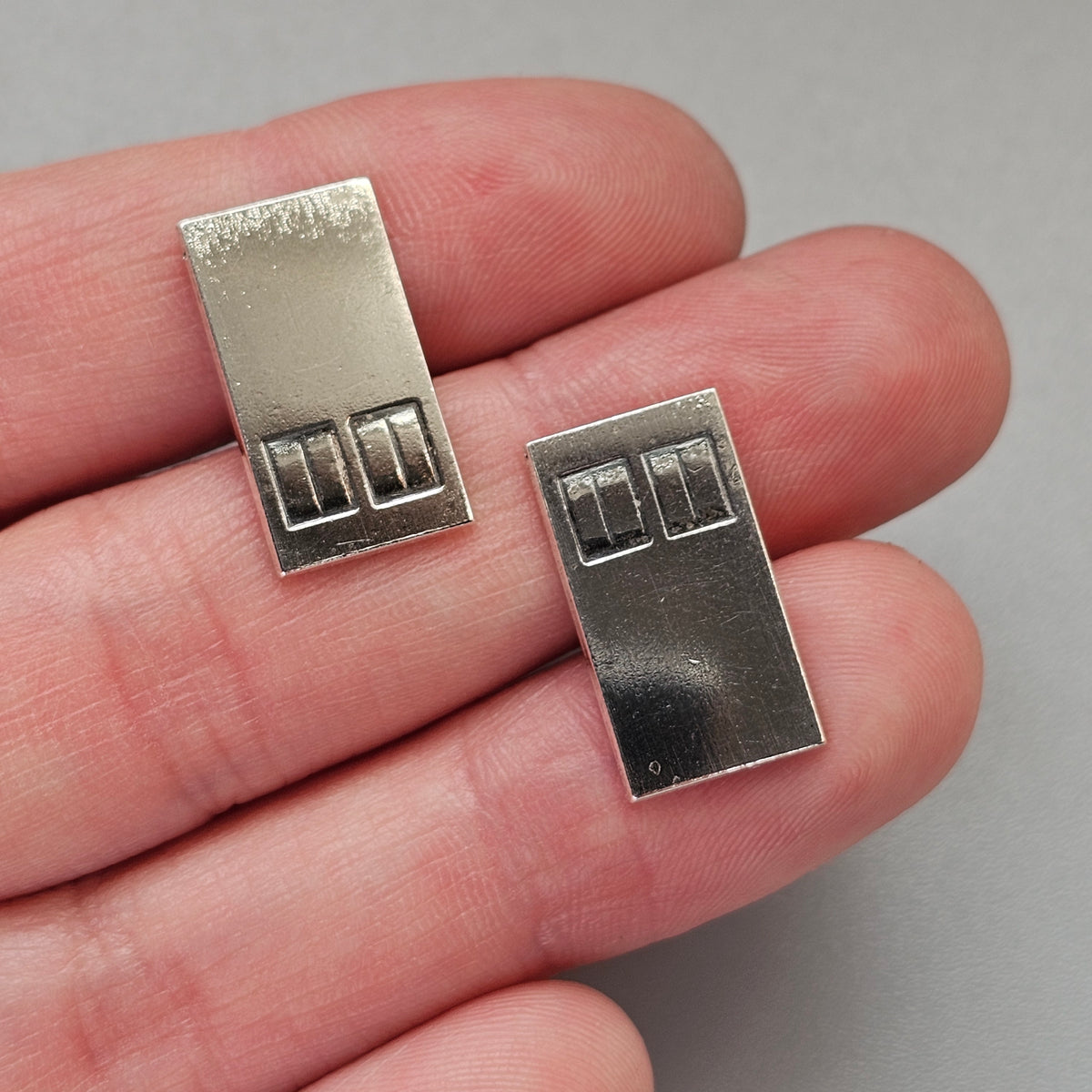Vintage 1960s Lauri Alm Finnish Silver Modernist Cufflinks 1962