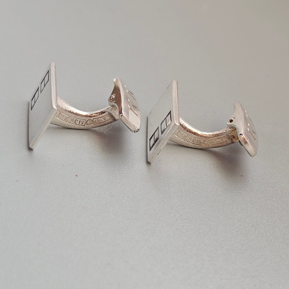 Vintage 1960s Lauri Alm Finnish Silver Modernist Cufflinks 1962