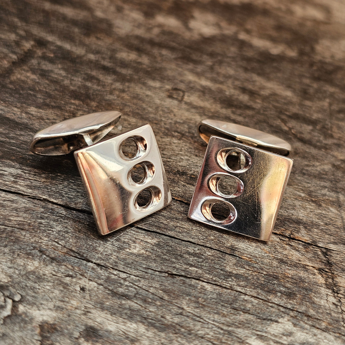 Vintage 1960s Martti Viikinniemi Finnish Silver Square Modernist Cufflinks 1969