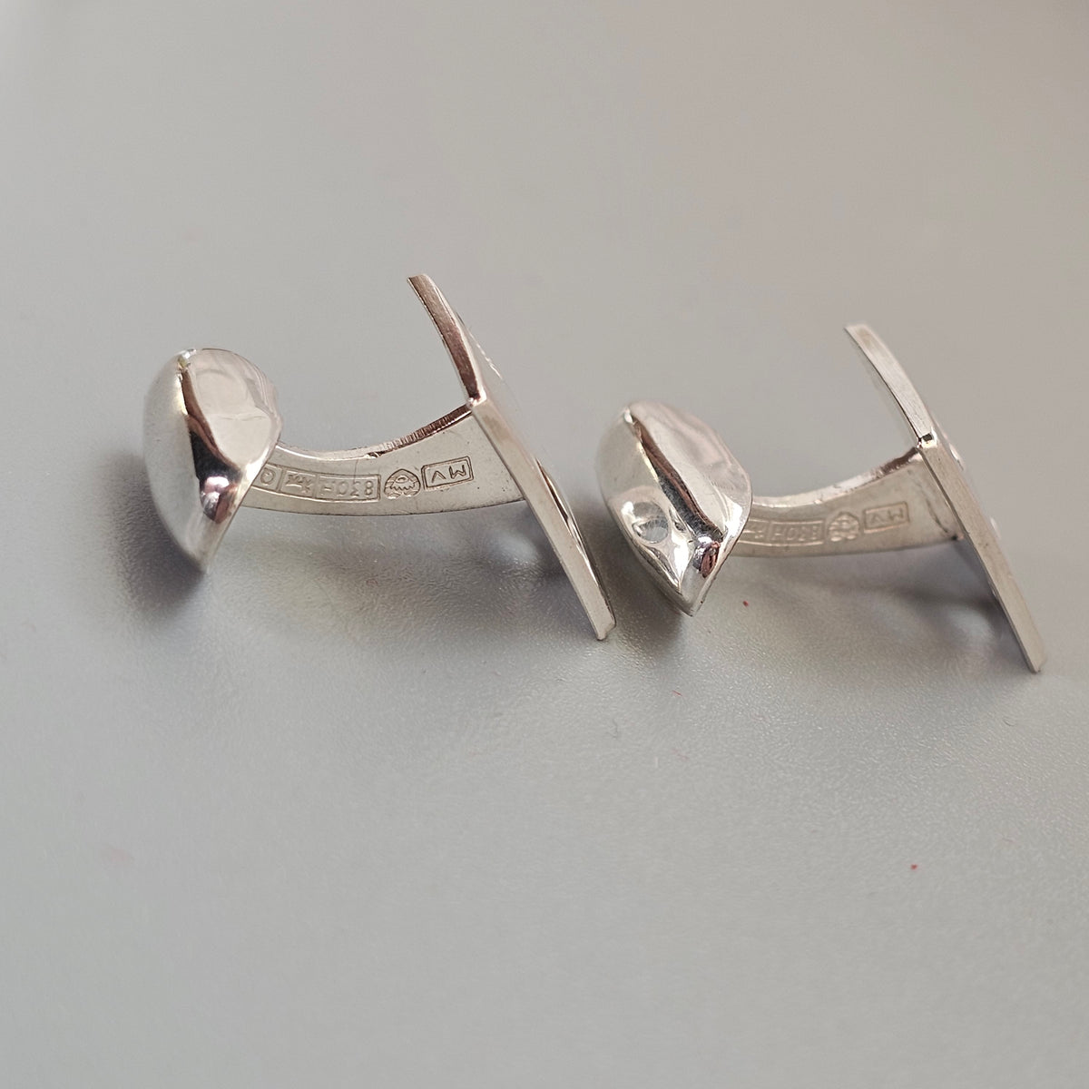 Vintage 1960s Martti Viikinniemi Finnish Silver Square Modernist Cufflinks 1969