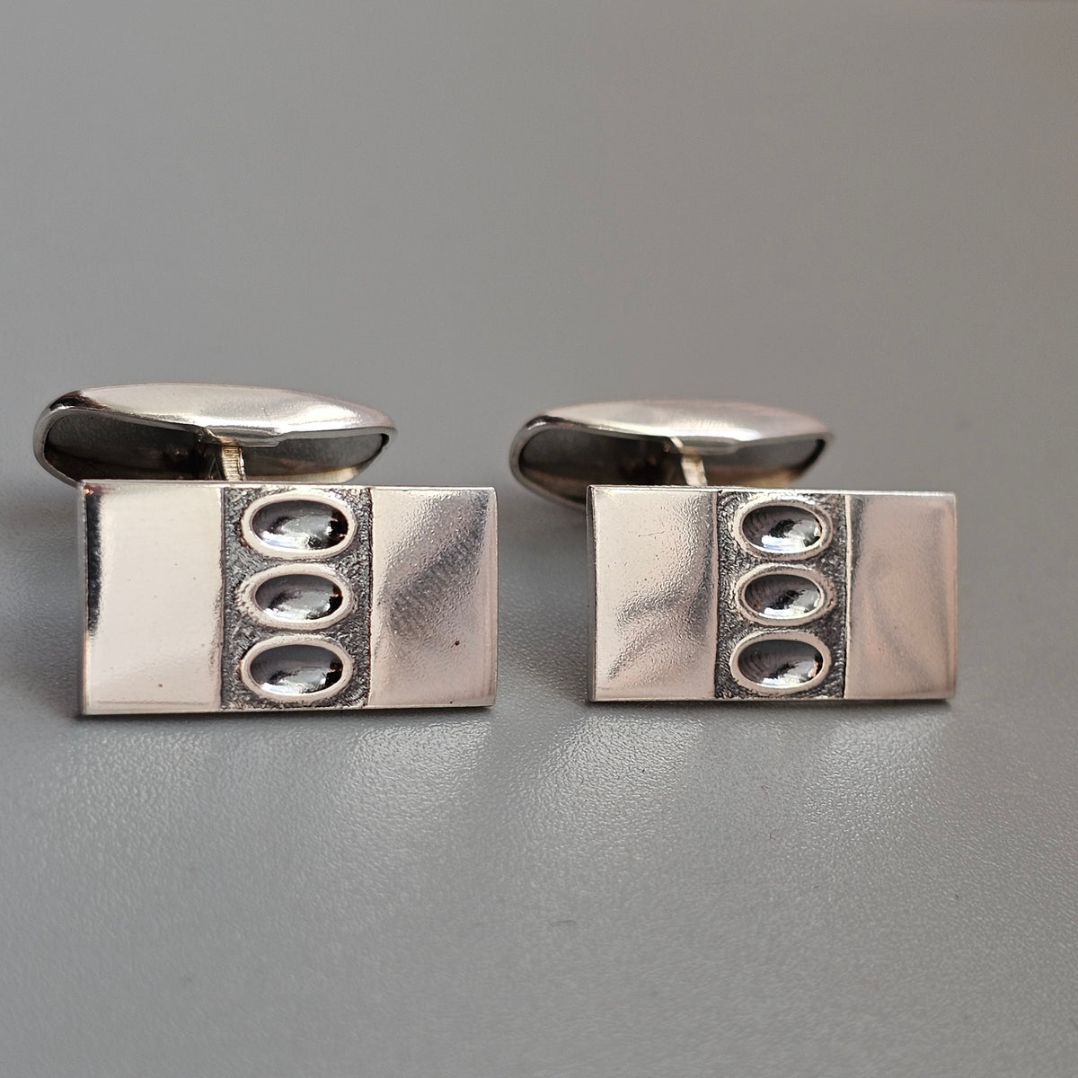 Vintage 1970s Martti Viikinniemi Finnish Silver Modernist Cufflinks 1970