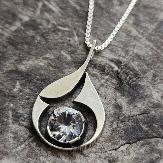 Vintage 1970s Karl Laine Finnish Sterling Silver Rock Crystal Necklace