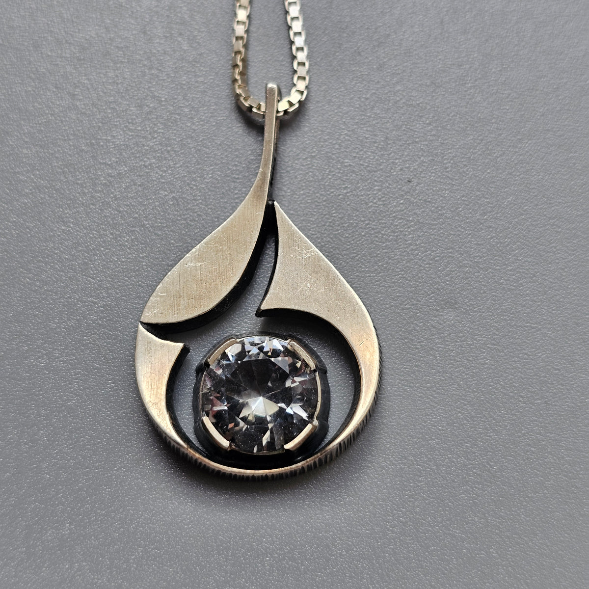 Vintage 1970s Karl Laine Finnish Sterling Silver Rock Crystal Necklace