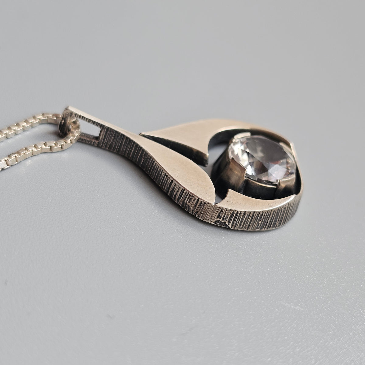 Vintage 1970s Karl Laine Finnish Sterling Silver Rock Crystal Necklace
