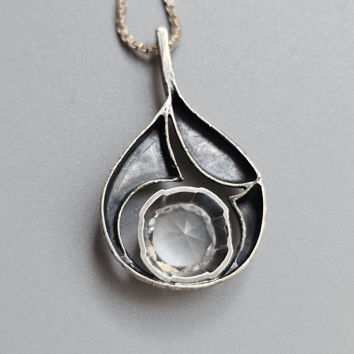 Vintage 1970s Karl Laine Finnish Sterling Silver Rock Crystal Necklace