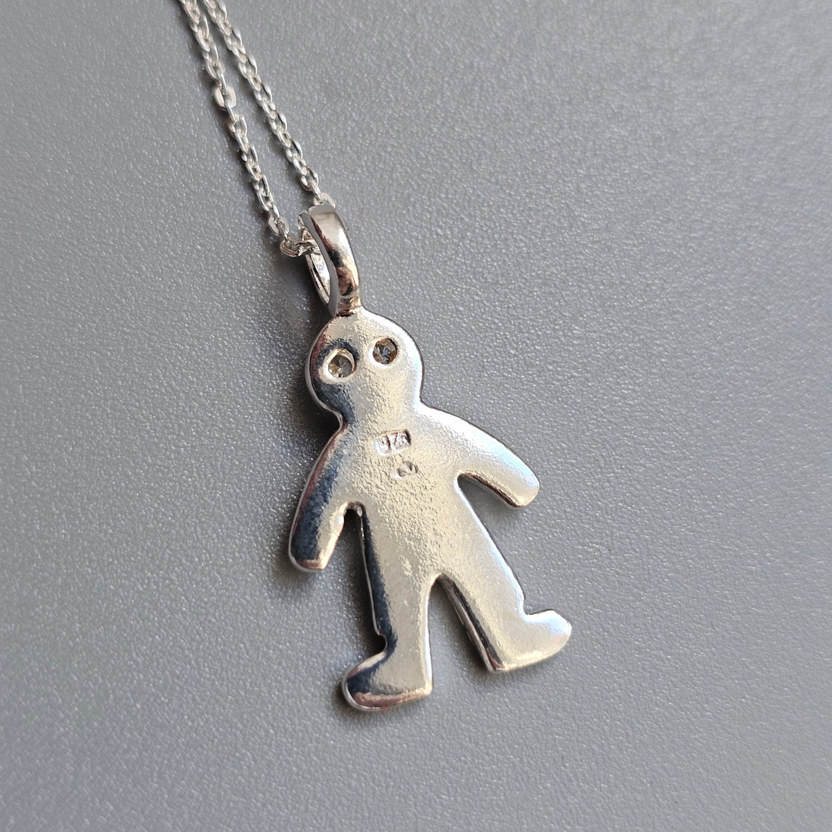 Contemporary Finnish Sterling Silver Cubic Zirconia Human Figure Necklace