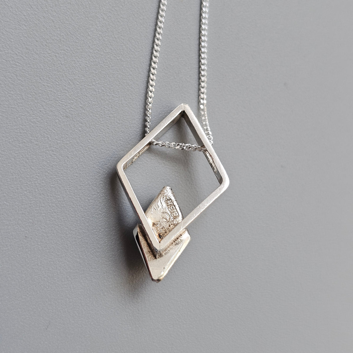 Vintage Martti Viikinniemi Finnish Silver Tiger's Eye Geometric Necklace