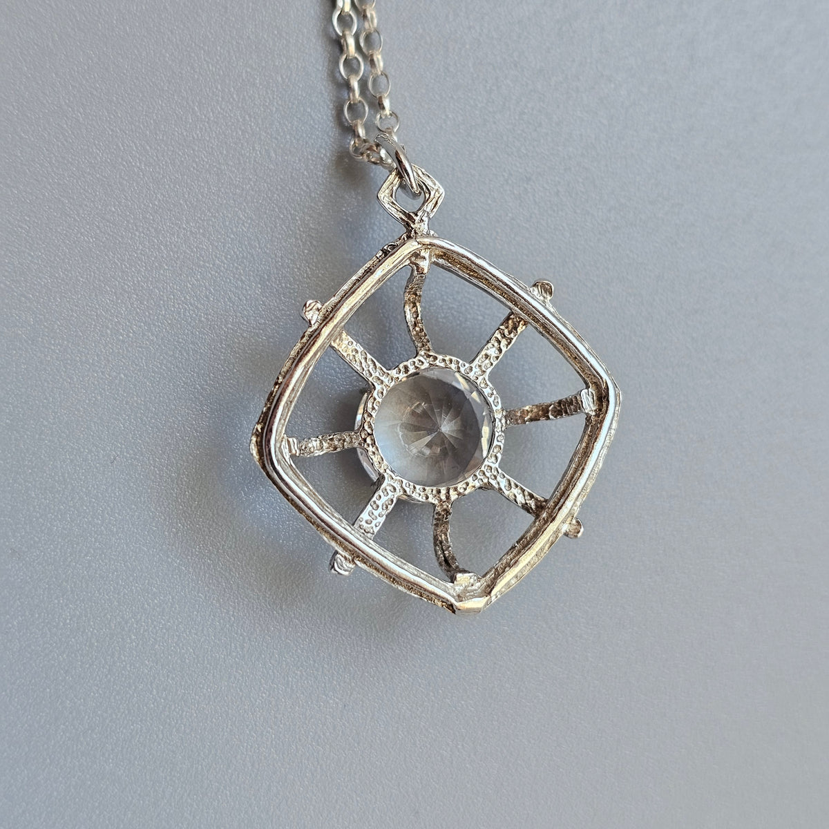 Vintage Finnish Modernist Silver Synthetic Spinel Necklace by Pekka Aulin Turkukorut