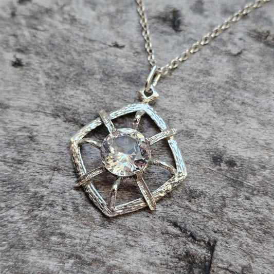 Vintage Finnish Modernist Silver Synthetic Spinel Necklace by Pekka Aulin Turkukorut