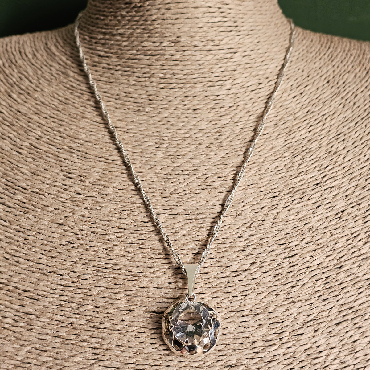 Vintage Finnish Modernist Sterling Silver Rock Crystal Necklace by Kultaseppä Salovaara