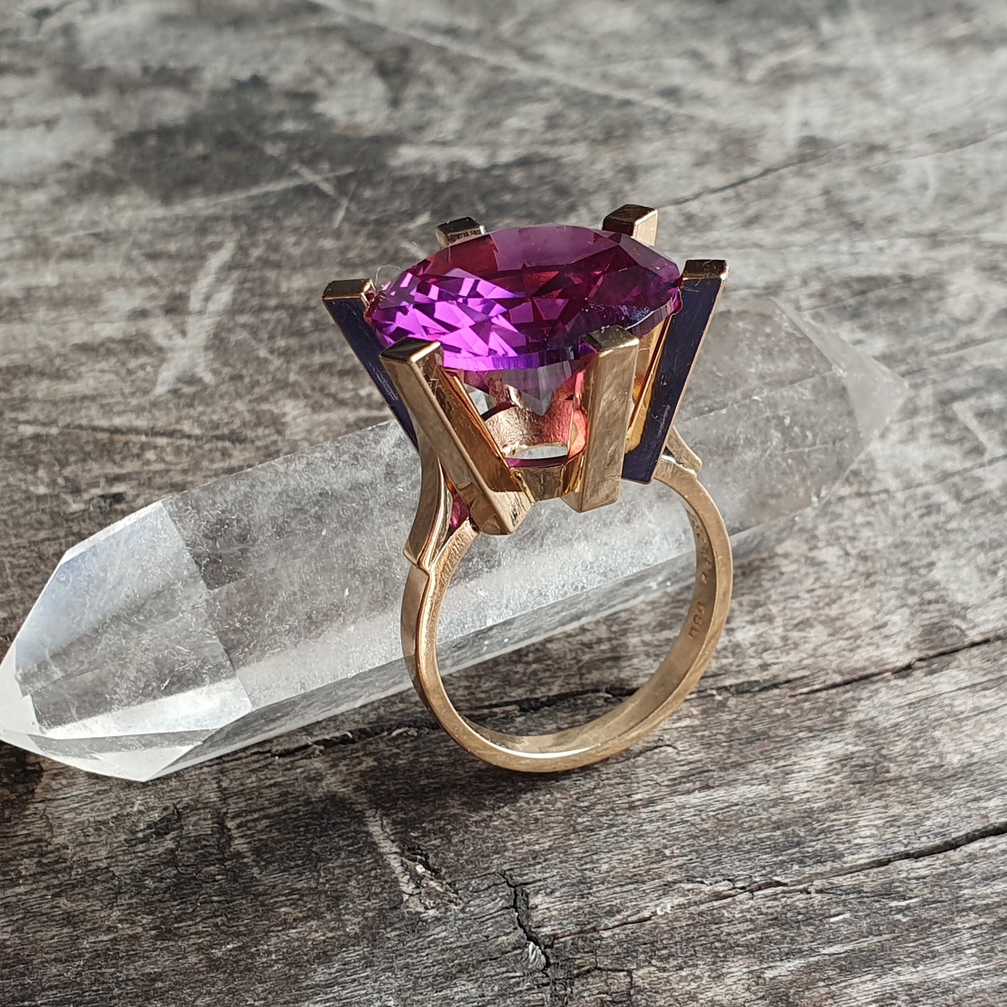 Vintage Danish Modernist 14ct & Lab-Created Alexandrite Ring by Erik S. Cohn-Pålsson - Copenhagen