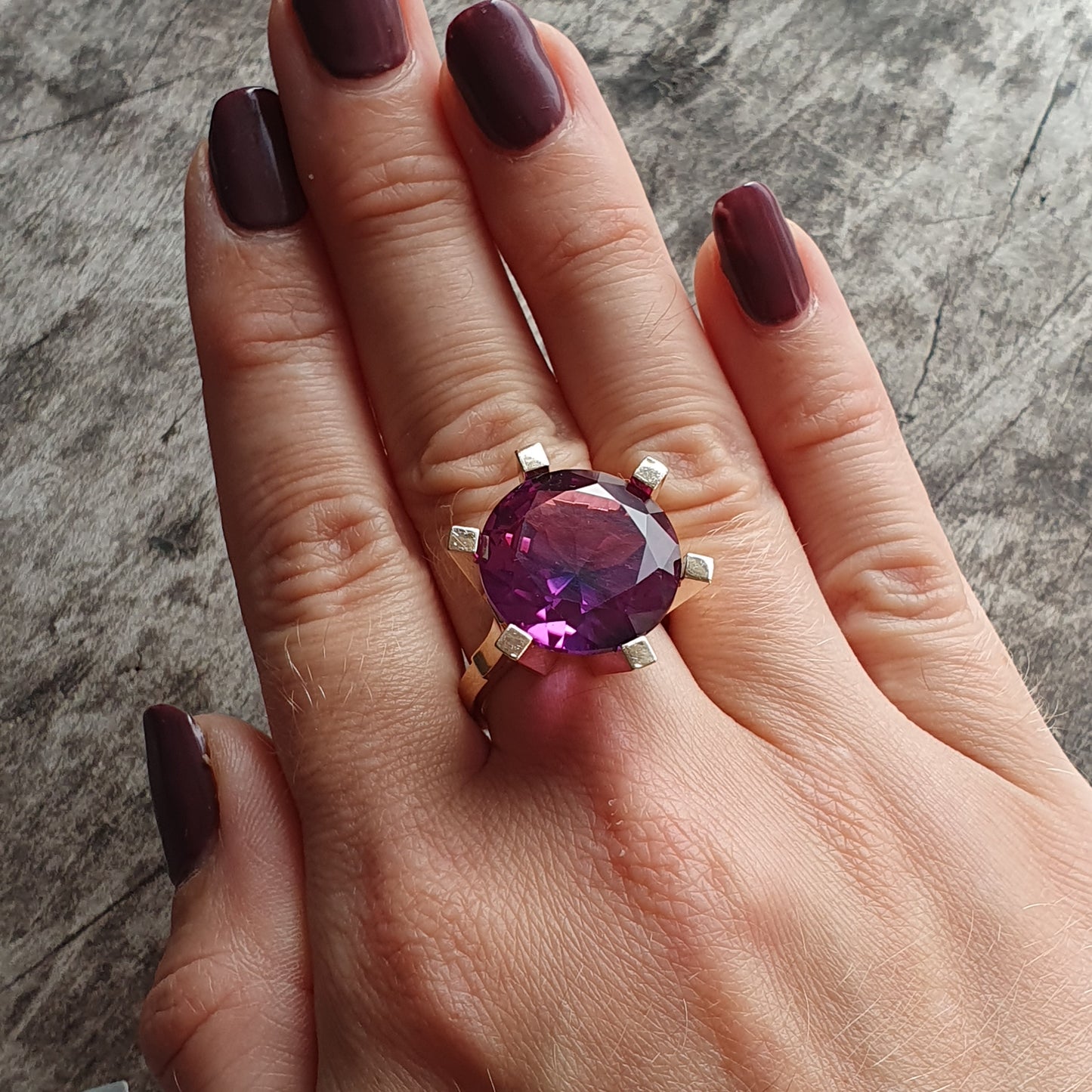 Vintage Danish Modernist 14ct & Lab-Created Alexandrite Ring by Erik S. Cohn-Pålsson - Copenhagen