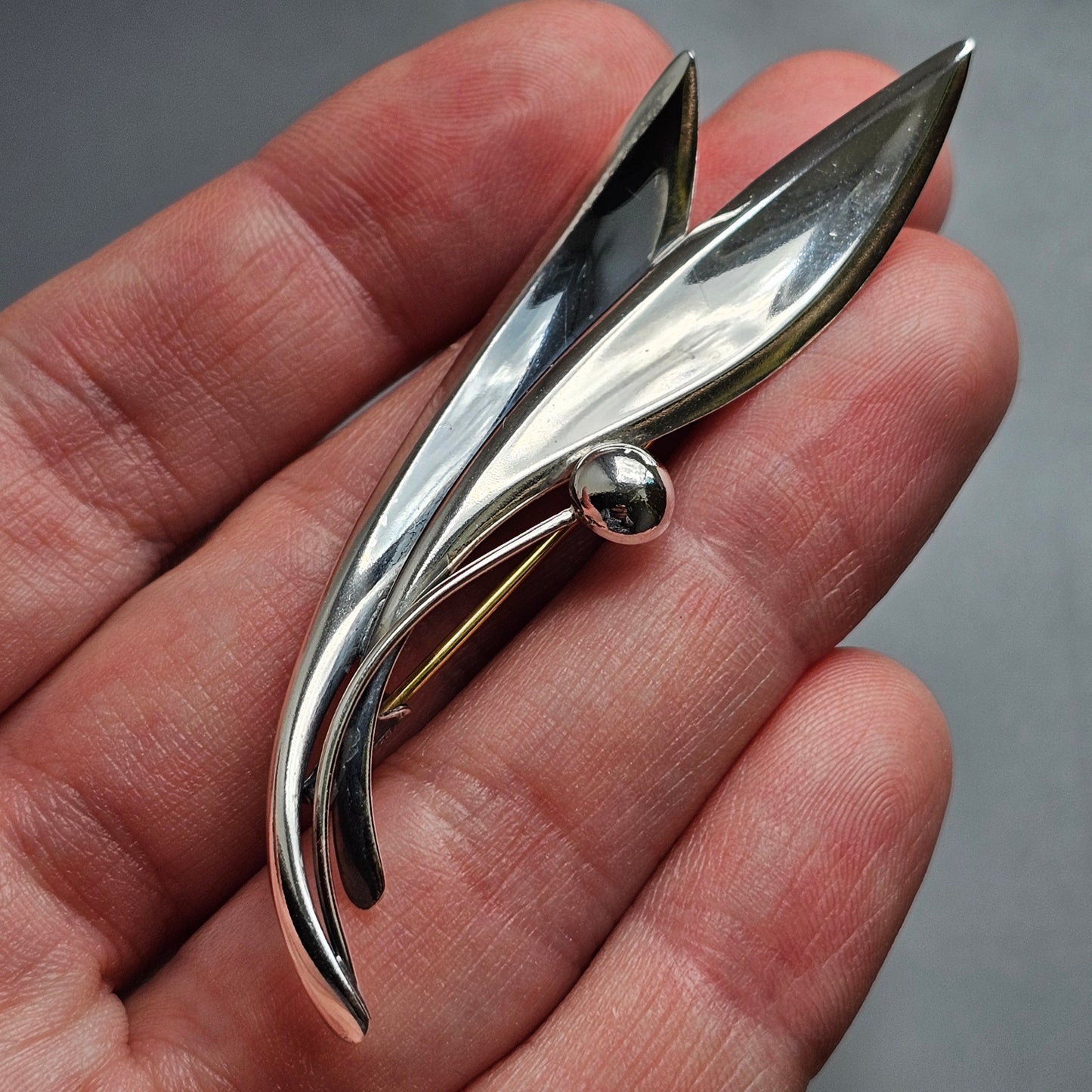 Vintage 1960s Finnish Modernist Silver Flower Brooch Elis Kauppi Kupittaan Kulta 1960