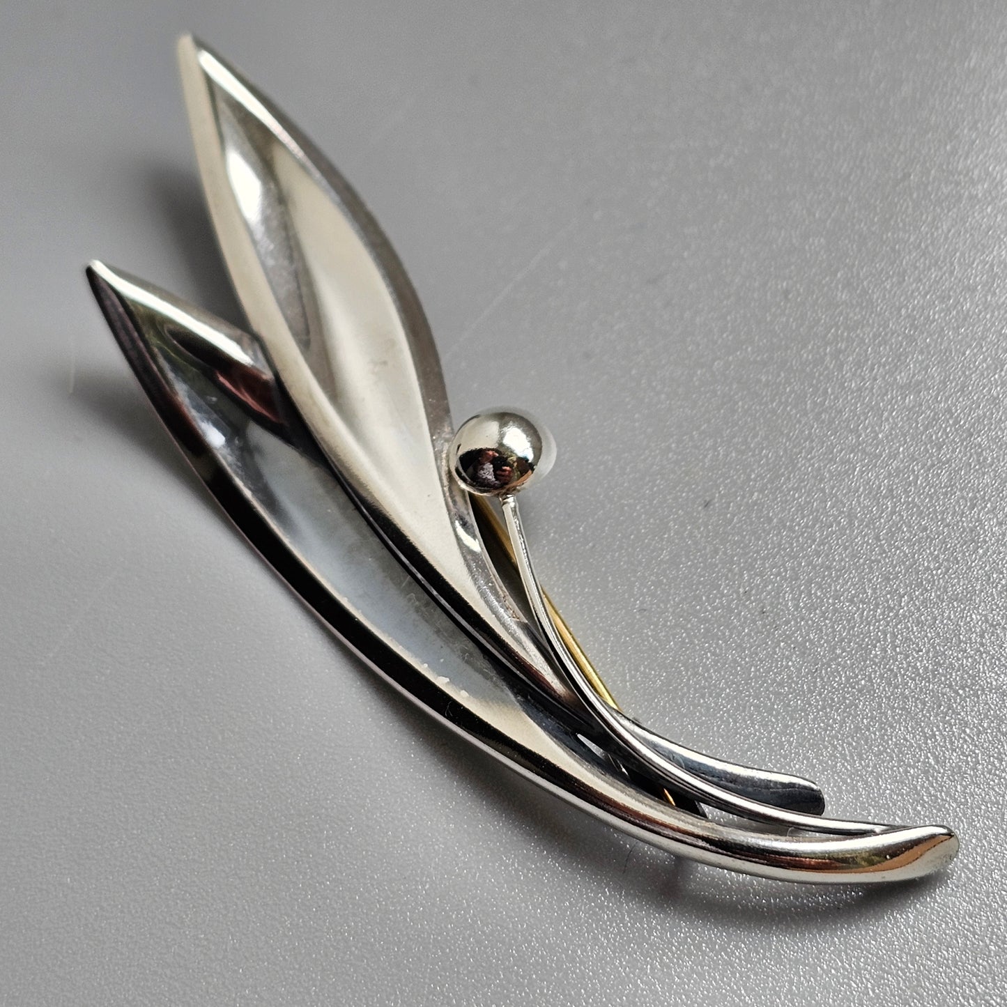 Vintage 1960s Finnish Modernist Silver Flower Brooch Elis Kauppi Kupittaan Kulta 1960