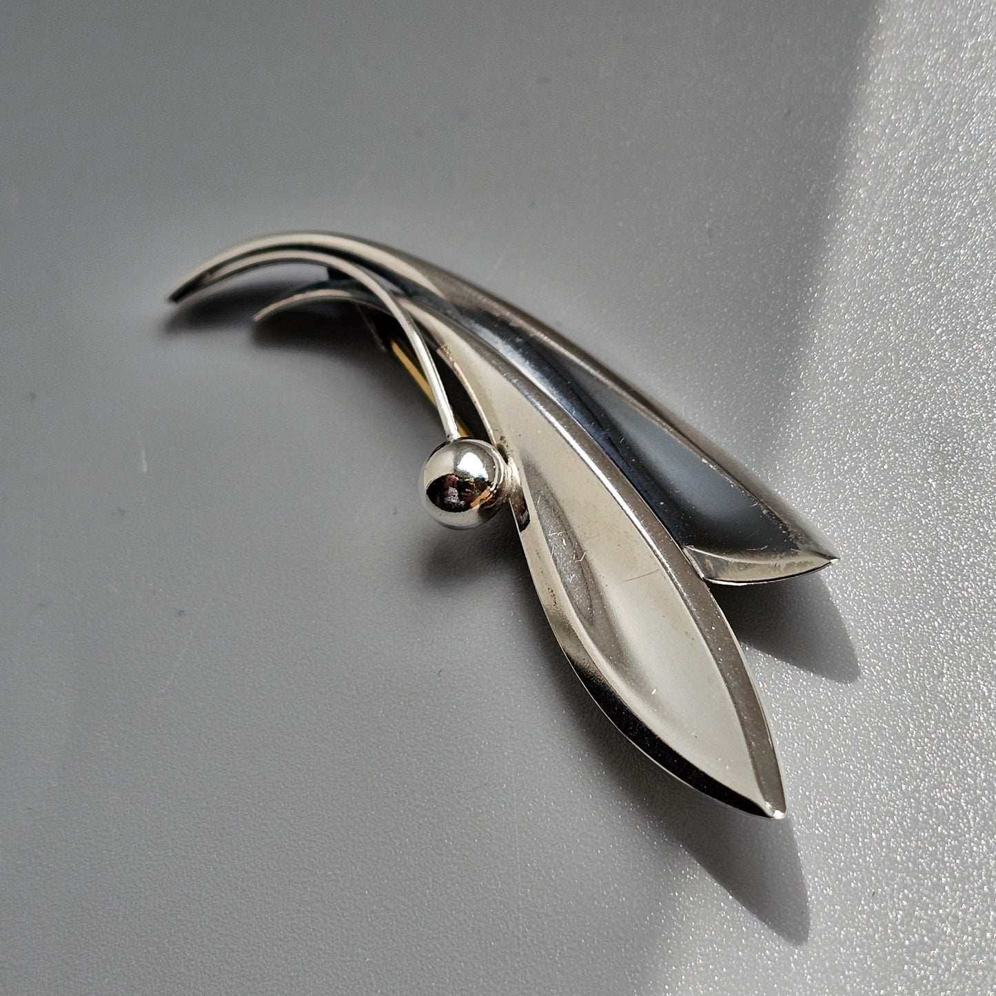 Vintage 1960s Finnish Modernist Silver Flower Brooch Elis Kauppi Kupittaan Kulta 1960