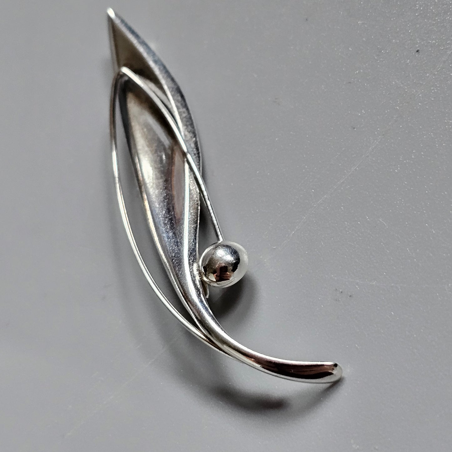 Finnish 1960s Modernist Silver Flower Brooch by Elis Kauppi Kupittaan Kulta 1963