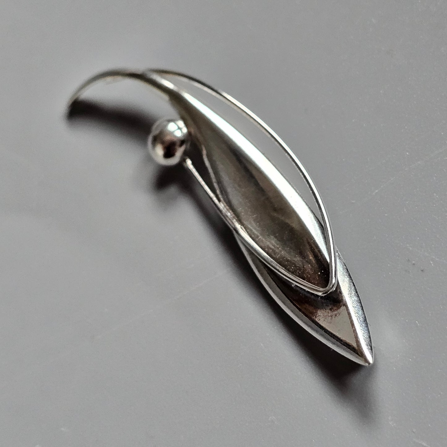 Finnish 1960s Modernist Silver Flower Brooch by Elis Kauppi Kupittaan Kulta 1963