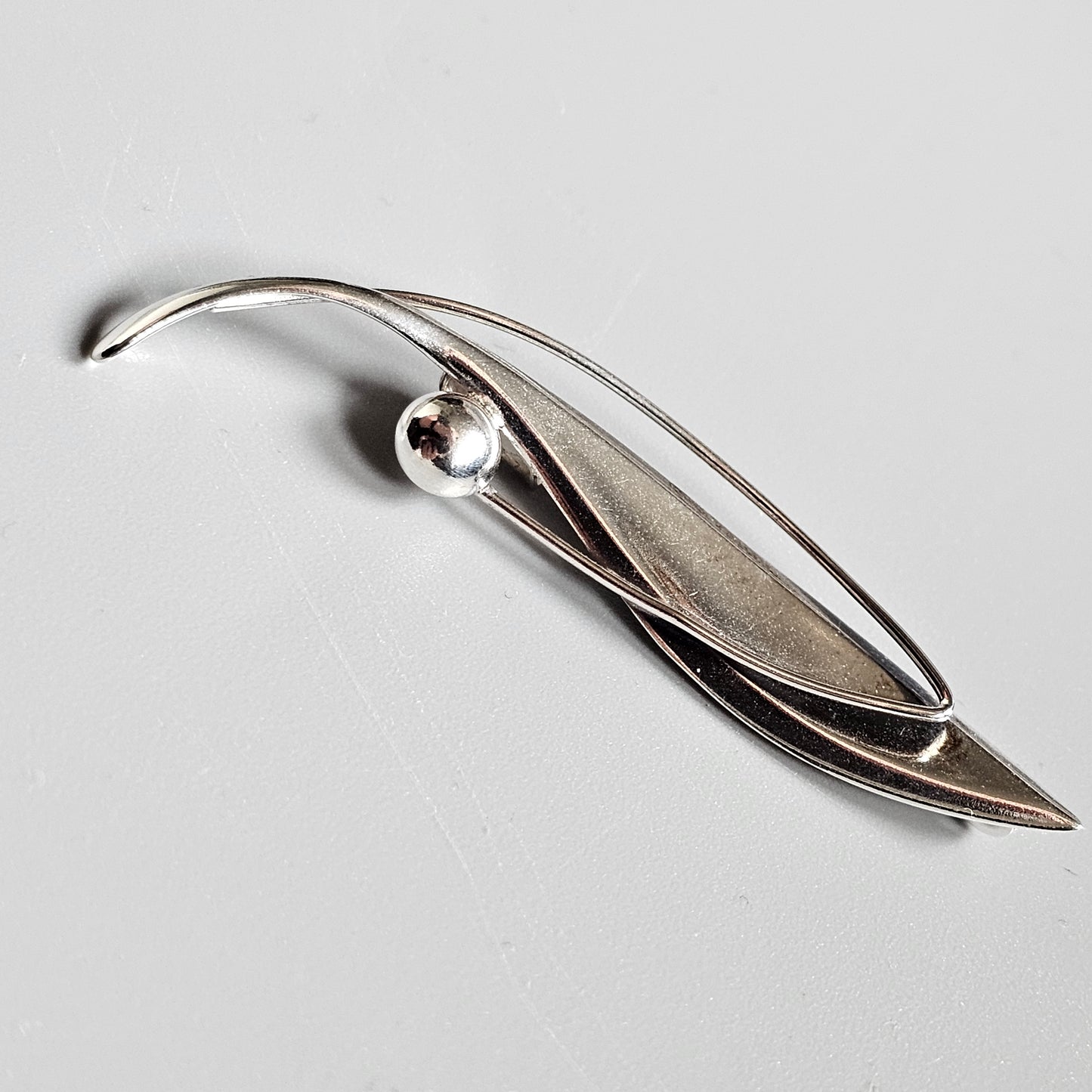 Finnish 1960s Modernist Silver Flower Brooch by Elis Kauppi Kupittaan Kulta 1963