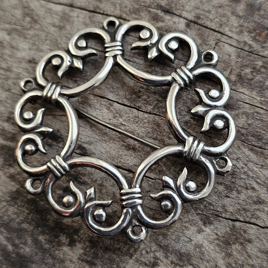 Rare Early Finnish Kalevala Koru Middle Ages Style Suotniemen Solki Silver Brooch 1930s 1939