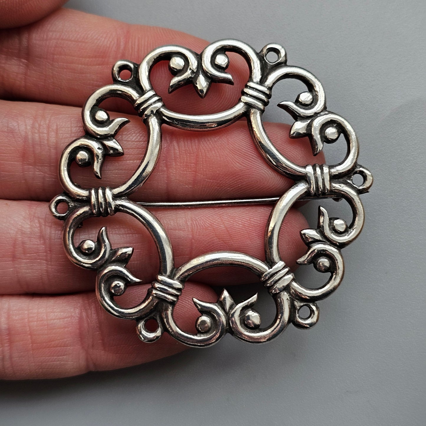 Rare Early Finnish Kalevala Koru Middle Ages Style Suotniemen Solki Silver Brooch 1930s 1939