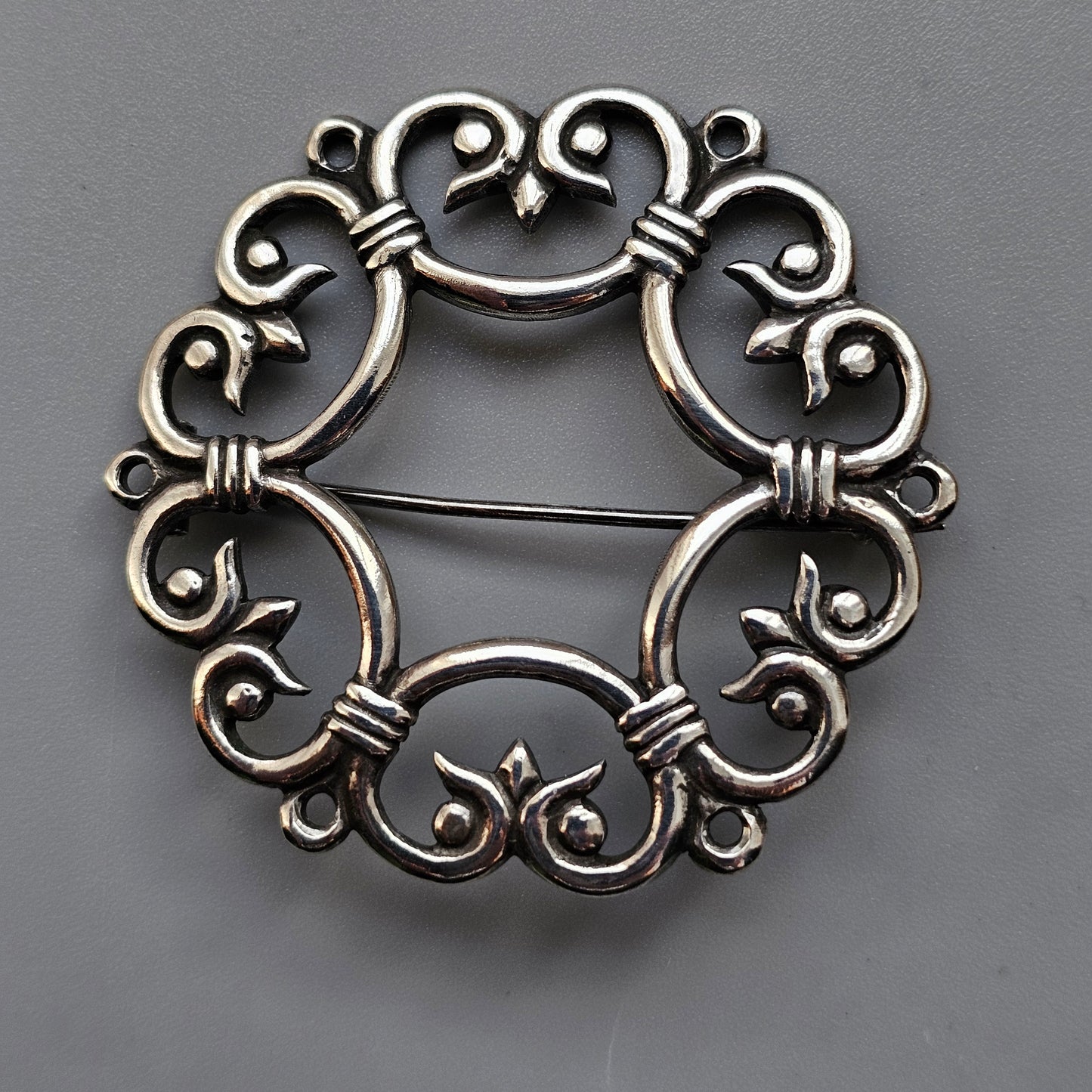Rare Early Finnish Kalevala Koru Middle Ages Style Suotniemen Solki Silver Brooch 1930s 1939