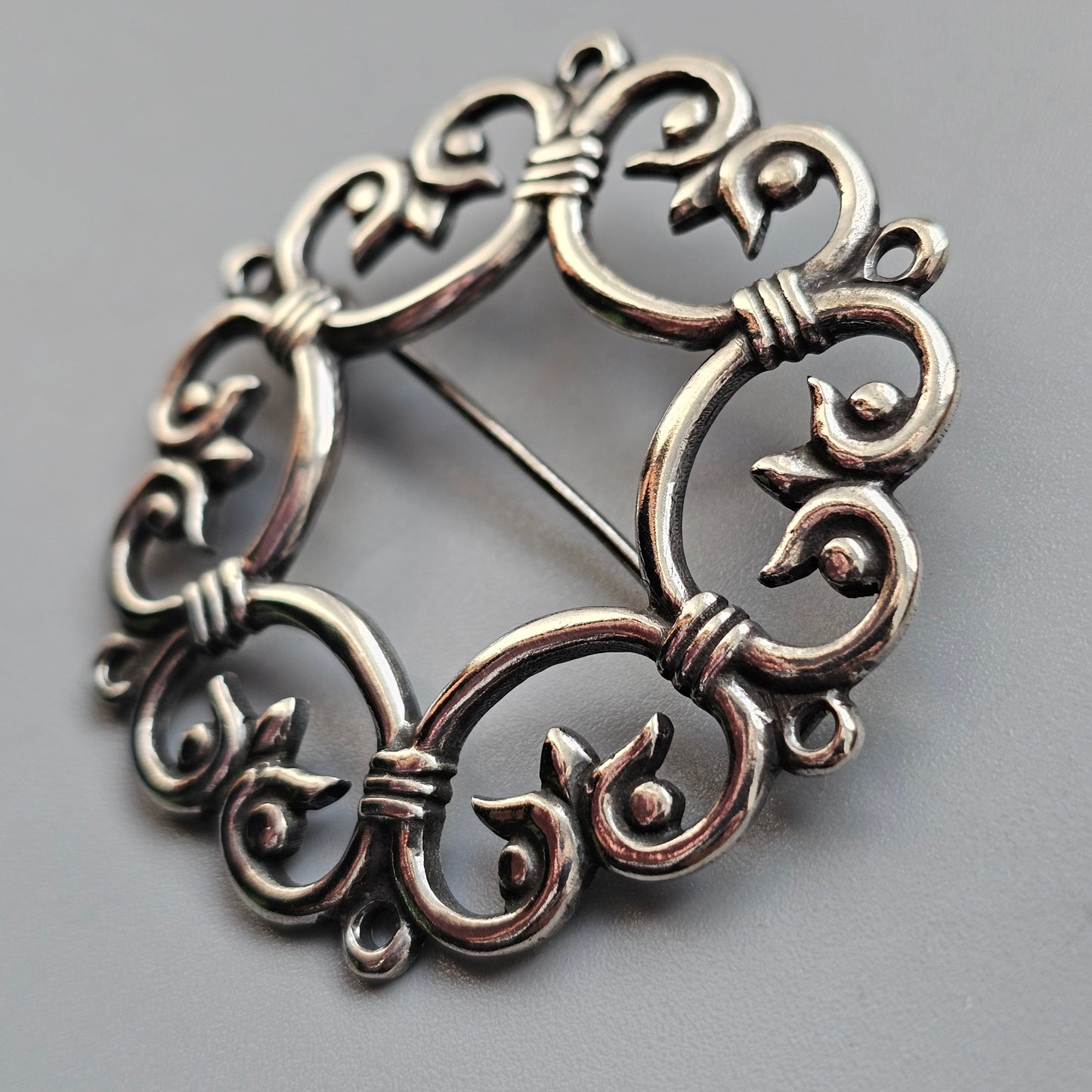 Rare Early Finnish Kalevala Koru Middle Ages Style Suotniemen Solki Silver Brooch 1930s 1939