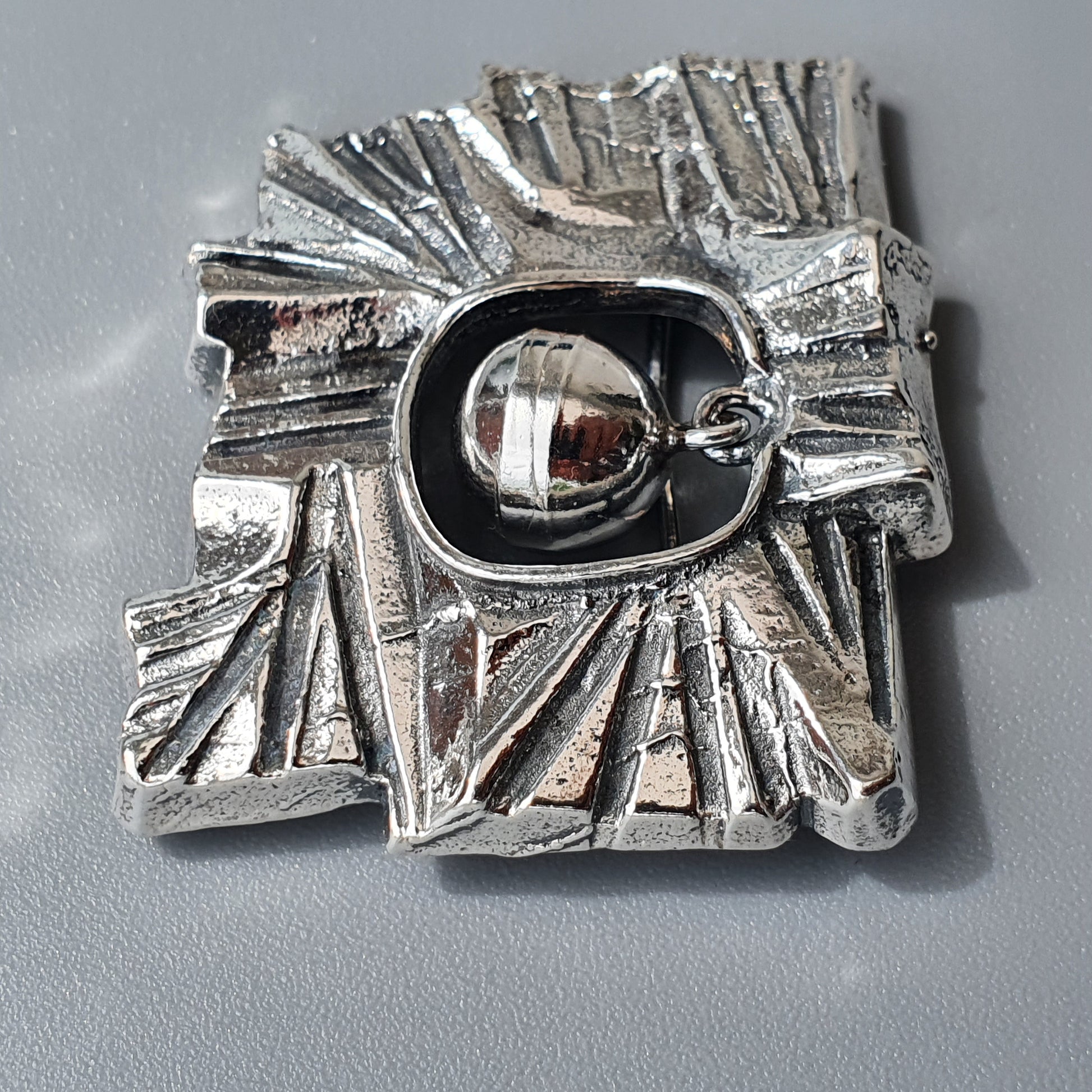 Finnish Modernist Brutalist 1970s Silver Brooch by Pentti Sarpaneva - Brooches & Lapel Pins