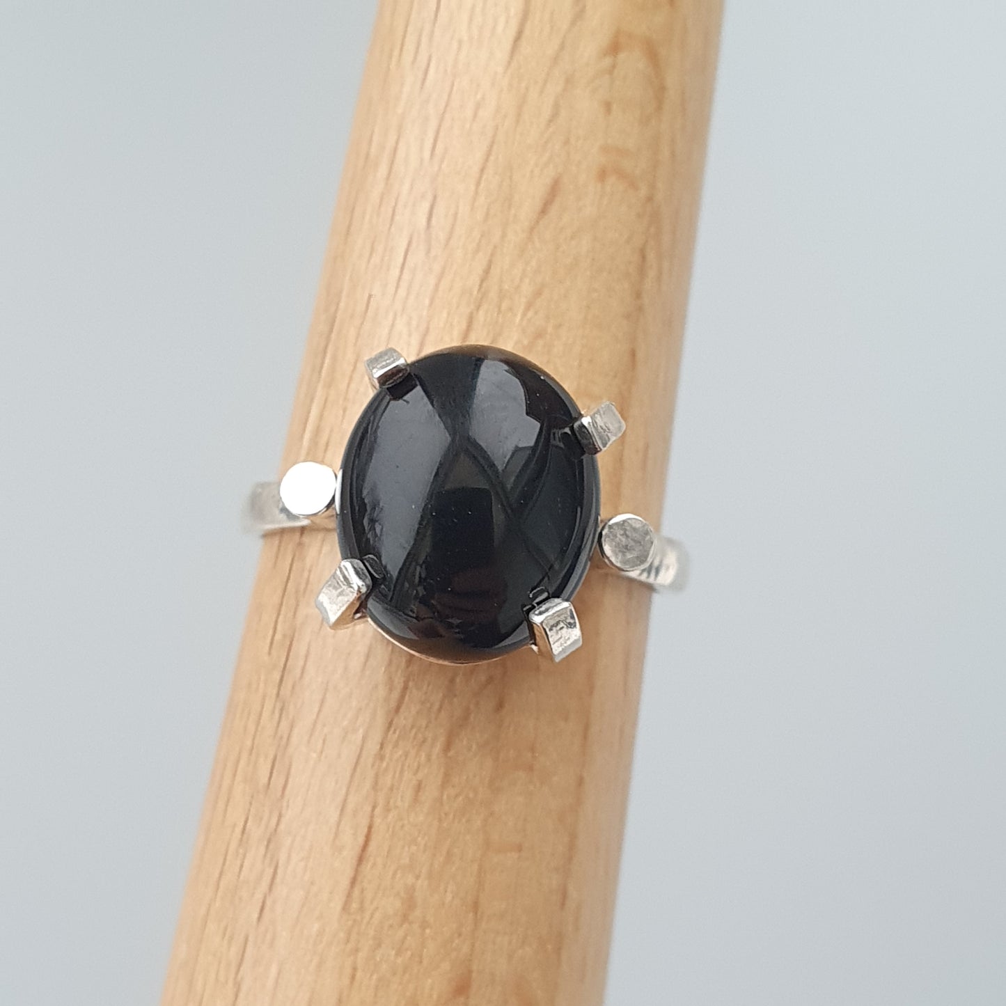 1990s Silver & Onyx Ring