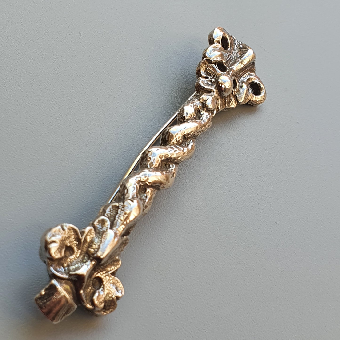 Antique Twisted Rope Silver Bar Brooch