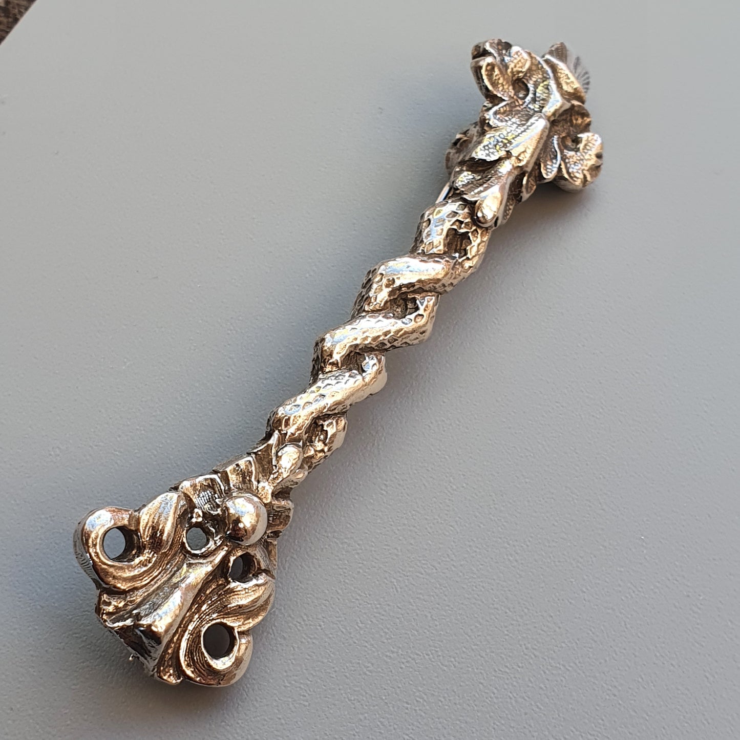 Antique Twisted Rope Silver Bar Brooch